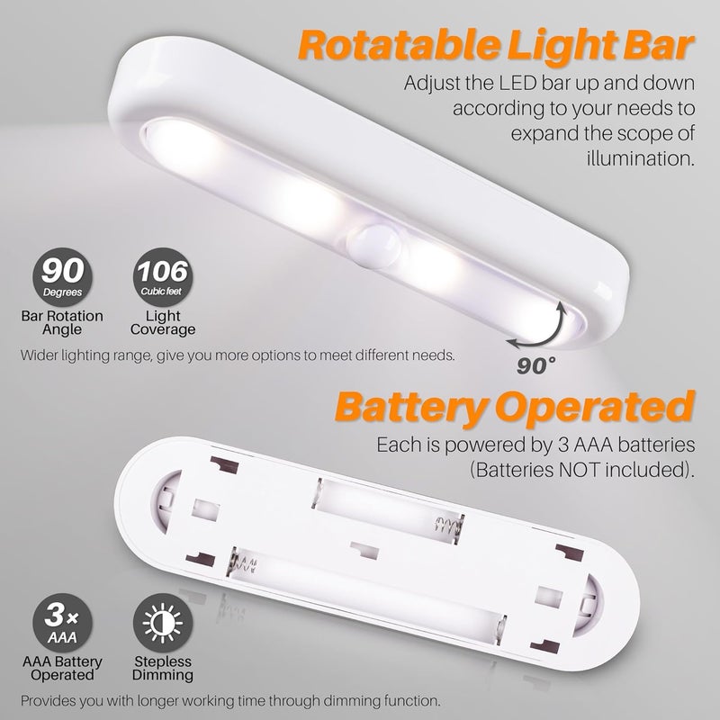 STAR-SPANGLED 3 Pack 7” Dimmable Push Tap Lights, Stick on LED Touch Lights AAA Battery Operated for Kitchen, Closet, Under Cabinet, 3 Color Modes - Image 4